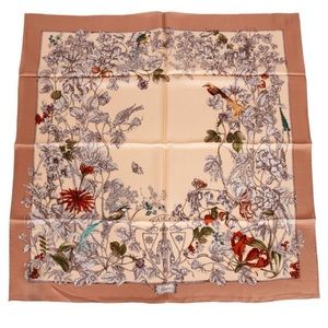 GUCCI Floral Bird Silk Scarf